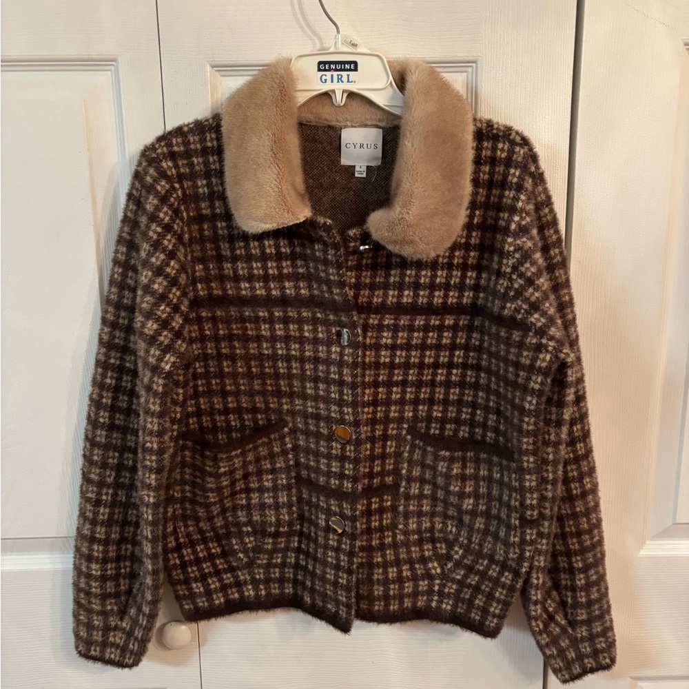 Cyrus Brown and Tan Teddy Jacket Cozy Heritage Style